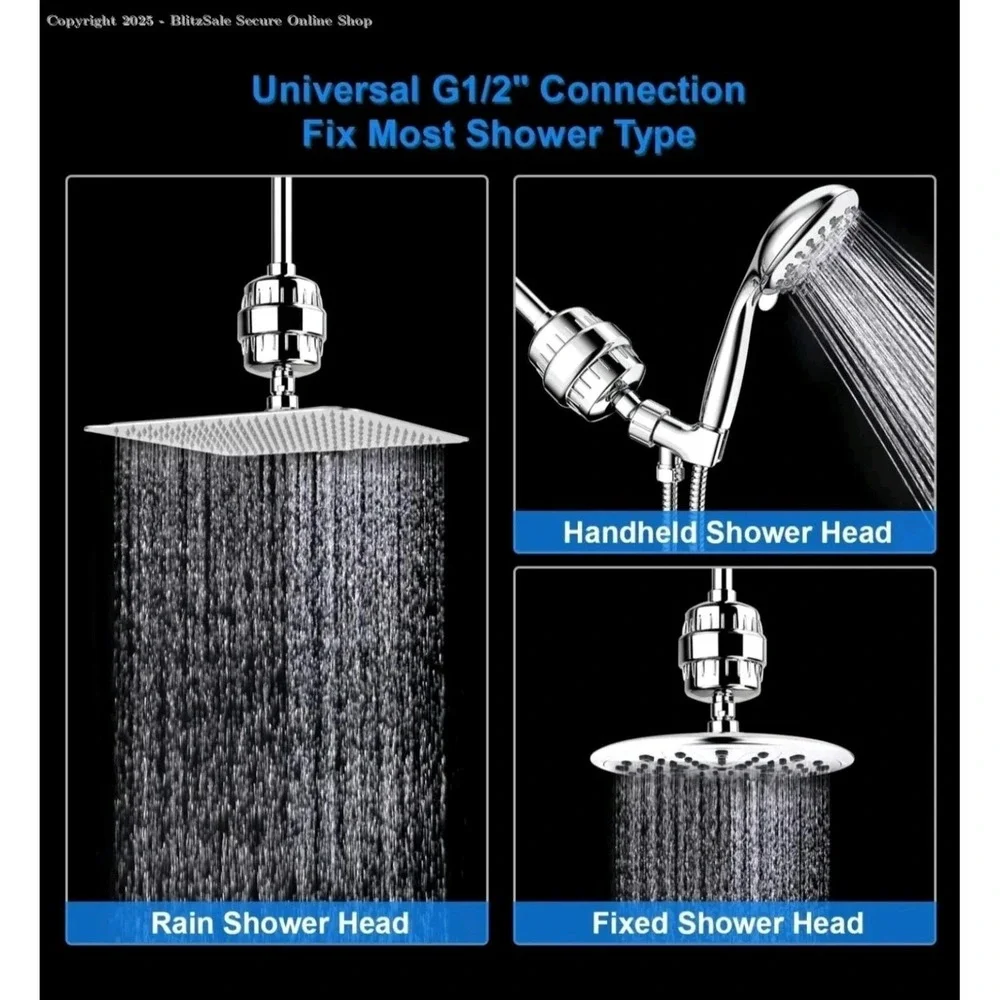 2 PCS 20 Stage Universal Shower Head Filter for Hard Water Chrome Purifier Tape